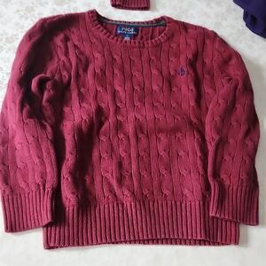 Polo by Ralph Lauren Maroon Cable Knit Sweater